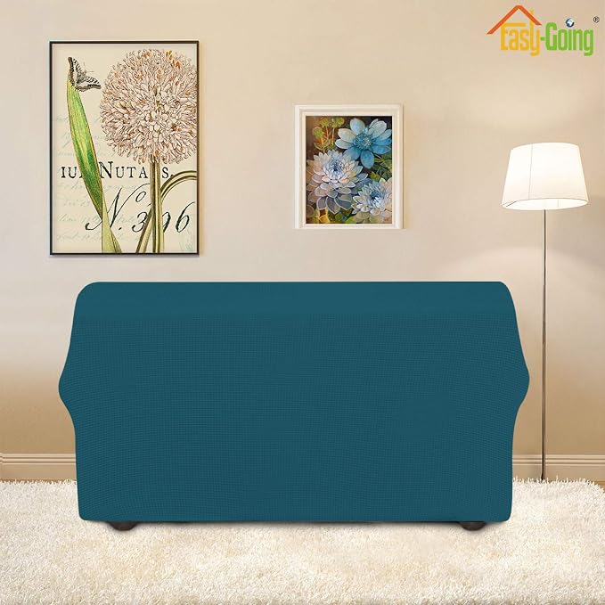 Easy-Going Stretch Loveseat Couch Covers Washable Peacock Blue | 1-Piece - Image 4