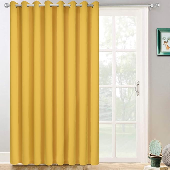 Yakamok Mustard Yellow Room Darkening Curtains 84 inch Sliding Door Drapes | 1 by Yakamok