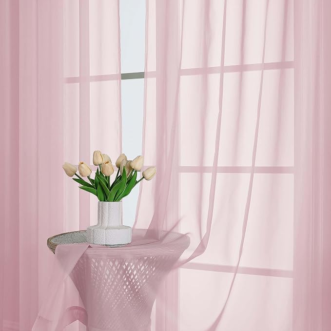 Sheer Blush Curtains 108 Inches Long - Image 7