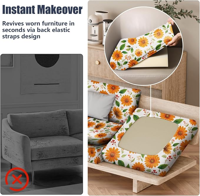 8Pcs Outdoor Cushion Covers, Stretch Patio Furniture Couch Chair Slipcovers | - Image 5