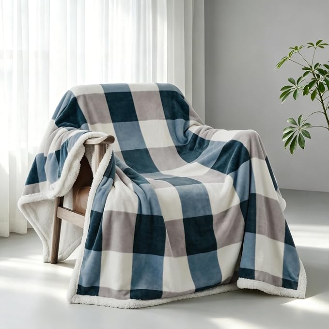 PU MEI Sherpa Fleece Throw Blanket 60" x 80" Reversible Plush Fluffy Large Big - Image 6