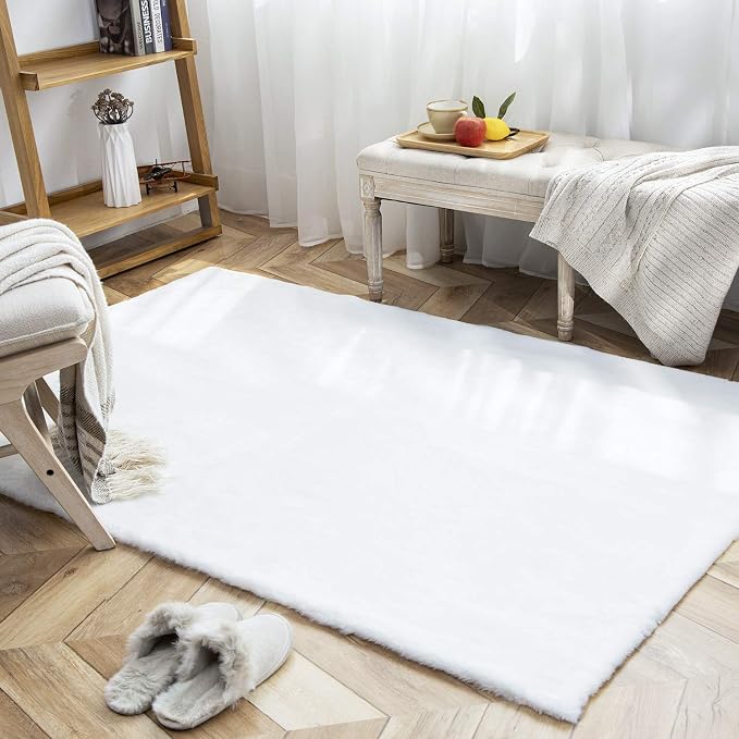 Ashler Faux Fur Rug, Ultra Soft Faux Rabbit Fur, 4 x 6 Feet Rectangle, Machine - Image 6