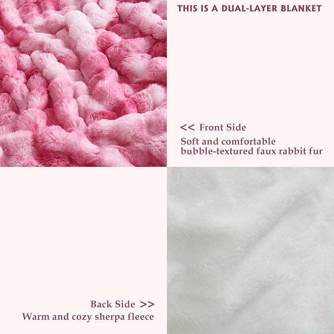 50x60 Inches Ultra-Soft Fuzzy Faux Fur Plush Throw Blanket - Image 3