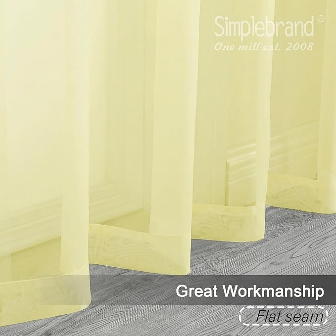 Simplebrand Light Yellow Short Sheer Curtains 45 Inch Length - Image 9