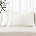 MIULEE Decorative Linen Lumbar Pillow Covers 12x20 Inch Cream White | Boho by MIULEE