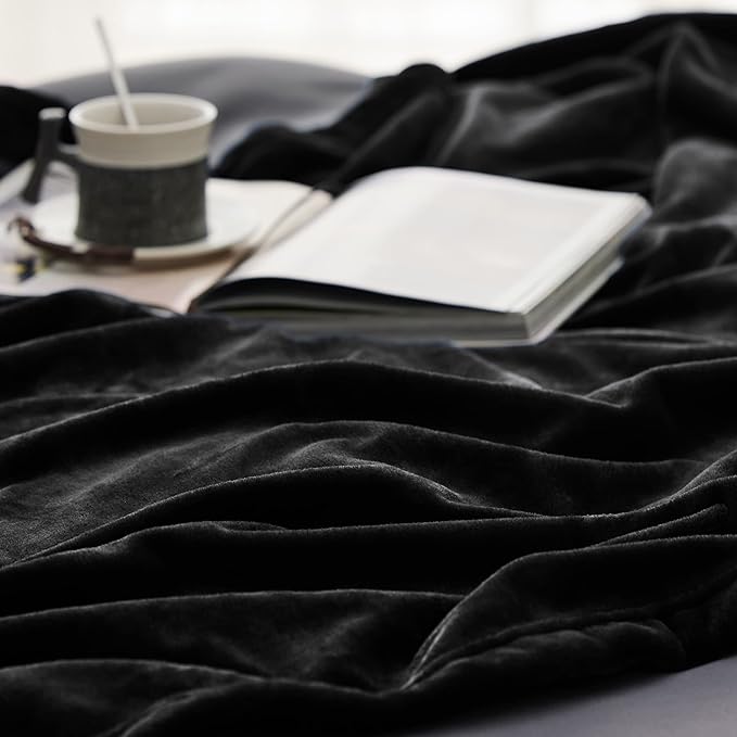 Bedsure GentleSoft Fleece Blankets Queen Size Black - Bed Blanket Soft Lightweight Plush Fuzzy Cozy Luxury Microfiber, 90x90 inches