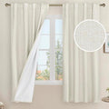 Natural 100% Blackout Linen Bedroom Curtains 63 Inches, 2 Panels | Ivory by LAMIT