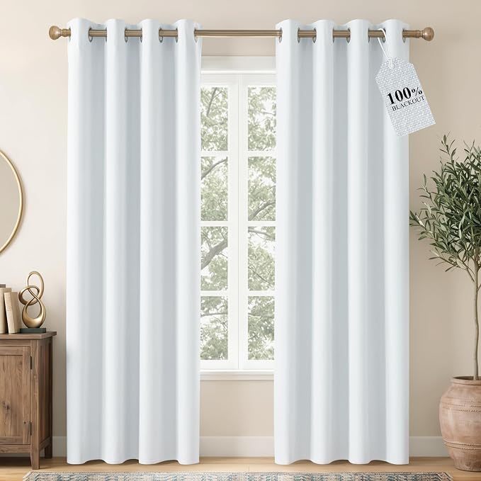 NICETOWN Farmhouse 100% Blackout Linen Curtains by NICETOWN