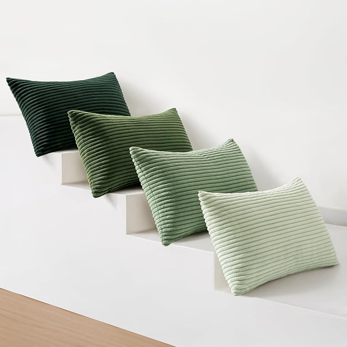 MIULEE Soft Corduroy Decorative Lumbar Pillow Covers Forest Green 12x20 | Set - Image 5