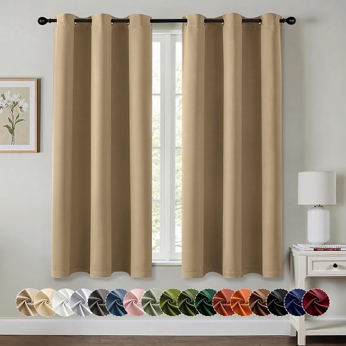 MIULEE Blackout Curtains for Bedroom 2 Panels 40 x 45 Inch Long Taupe Brown | by MIULEE
