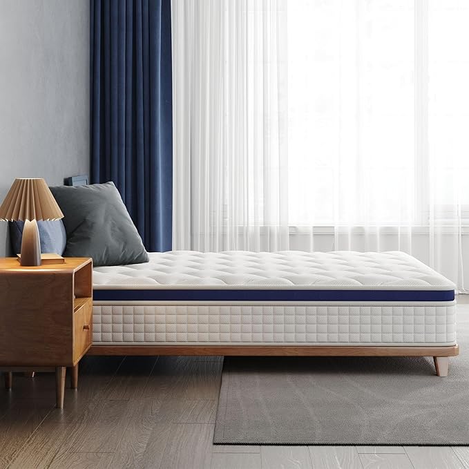 Queen Mattress 10 Inch - Hybrid Mattress Bed in a Box, Medium Firm Support, Pressure & Pain Relief for All Sleepers, CertiPUR-US Certified, Fiberglass-free, Reinforced Edge Support, Motion Isolation