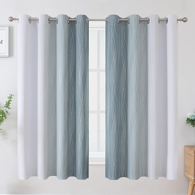 Stone Blue and Greyish White Blackout Curtains - Image 2