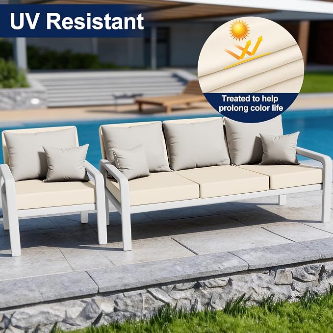 Smiry Waterproof Patio Cushion Covers, Stretch Outdoor Furniture Covers | Couch - Image 3