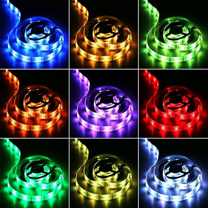 6.56 feet Battery Powered LED Strip Lights, DIY Indoor and Outdoor Decoration, Waterproof, 24 Keys Remote, 2 Pack
