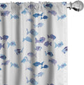 Ambesonne Animal Window Curtains, Little Fishes Watercolors Ocean Underwater Life Marine Theme Art, Lightweight Decor 2-Panel Set with Rod Pocket, Pair of - 28" x 63", Blue