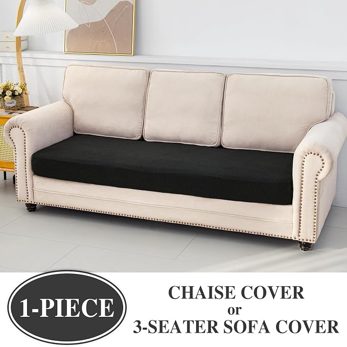 LA MEACK Couch Cushion Cover Chaise Lounge Cover Washable Separate Seat Chaise - Image 3