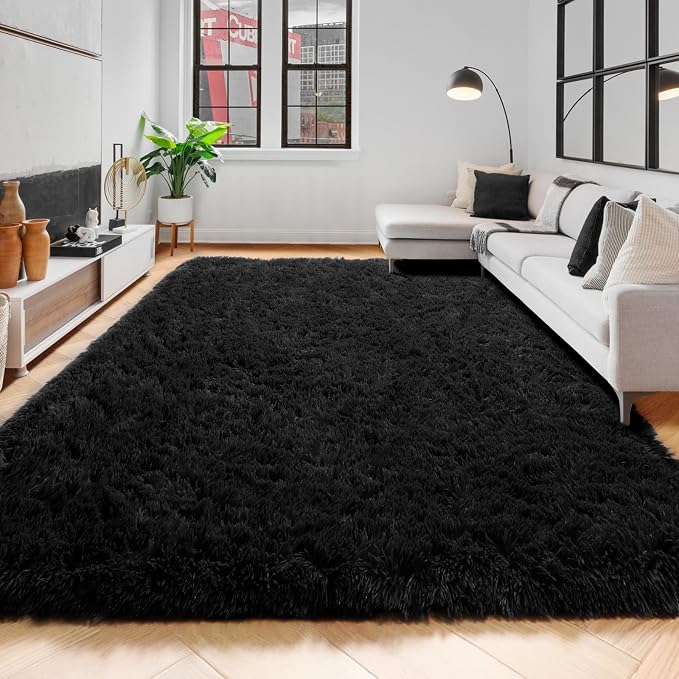 Amdrebio Black Shag Kids Area Rug 5x8 - Image 8