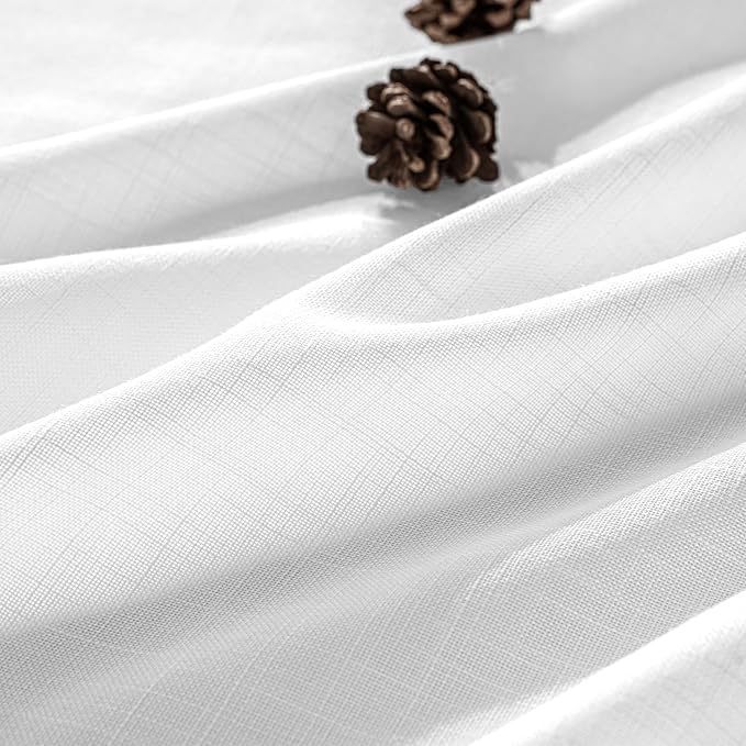MIULEE White Linen Curtains 2 Panels Window Drapes 37x84 Inches | Curtains - Image 2