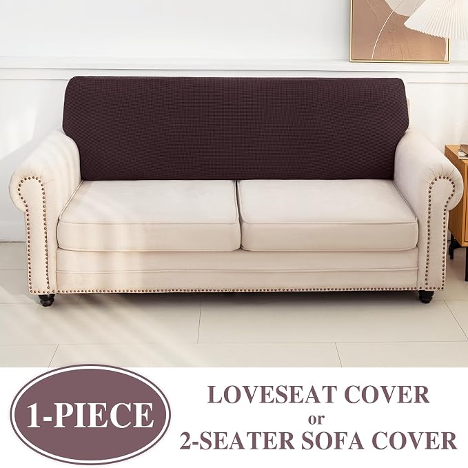 LA MEACK Couch Cushion Cover Loveseat Cover or 2 Seat Sofa Cover Washable - Image 3