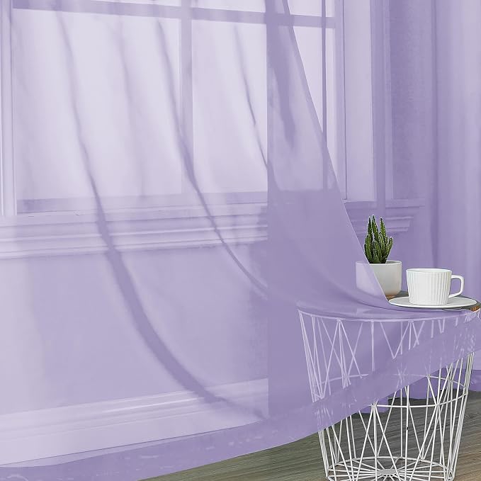 Lavender Sheer Curtains 54 Inches Long 2 Panels - Image 6