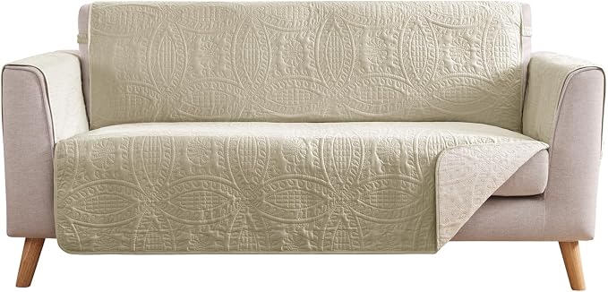 Camel Loveseat Covers 2 Cushion Couch, Water-Repellent Sofa Cover by Pamhaven