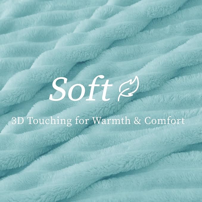 BEDELITE Ribbed Twin Blanket for Couch & Bed, Cloud Blue, Warm Yet Lightweight - Image 4
