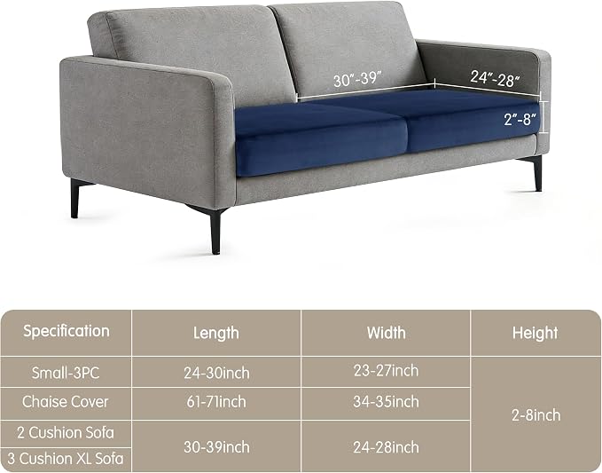 Hokway Velvet Couch Cushion Covers Water Resistant Seat Covers Stretch Sofa - Image 9