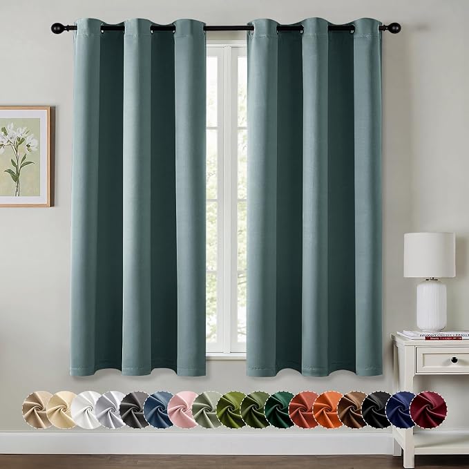 MIULEE Blackout Curtains for Bedroom 2 Panels 40 x 63 Inch Long Dusty Blue | by MIULEE