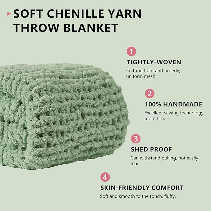 L'AGRATY Chunky Knit Throw Blanket - Image 3