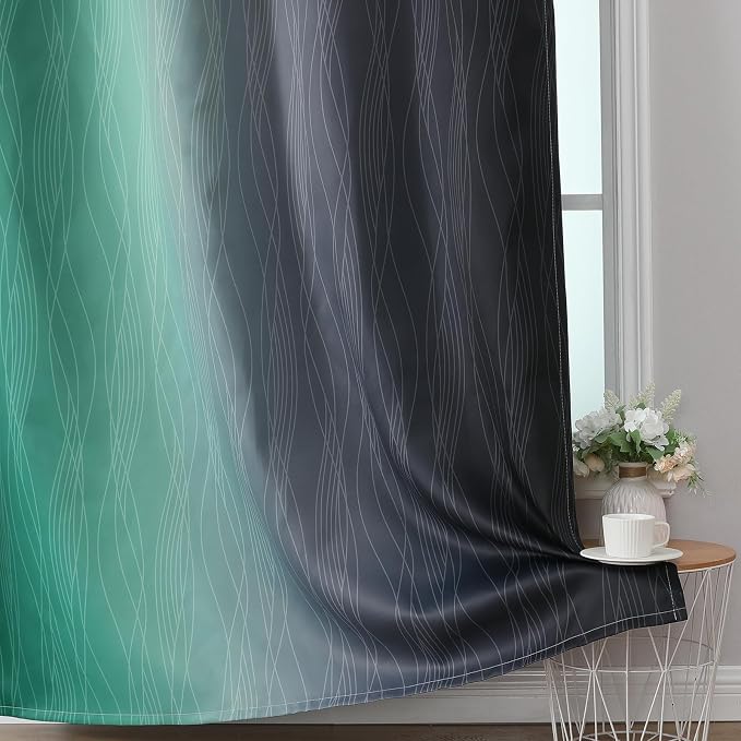 Black and Green Ombre Blackout Curtains 54 Inches Long | Gradient Curtains - Image 6