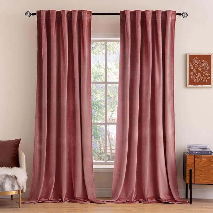MIULEE Velvet Curtains 52x108 inches 2 Panels Dusty Rose Pink Curtains | Luxury by MIULEE