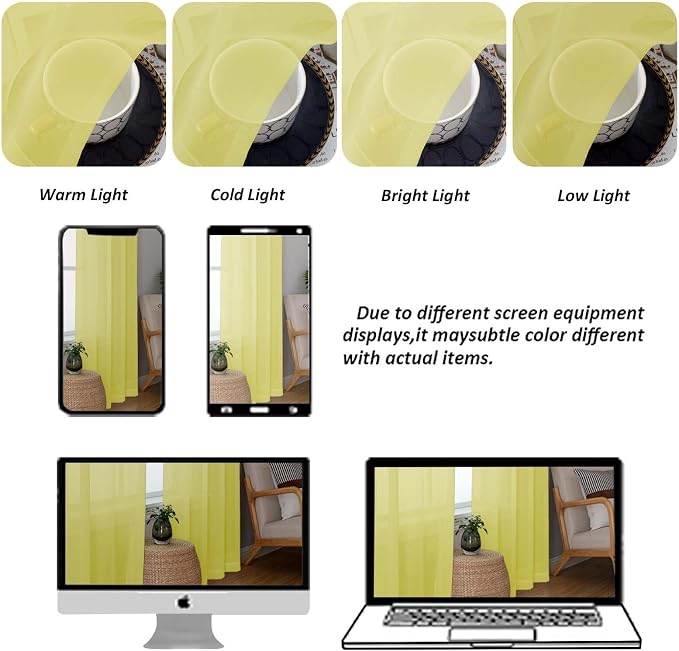 Chyhomenyc Lemon Sheer Curtains 84 Inches Long - Image 8