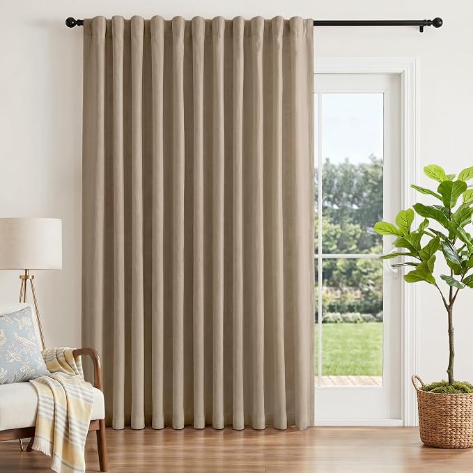 INOVADAY Extra Wide 100% Blackout Linen Curtains 102x96 Burlywood Birch | Linen by INOVADAY