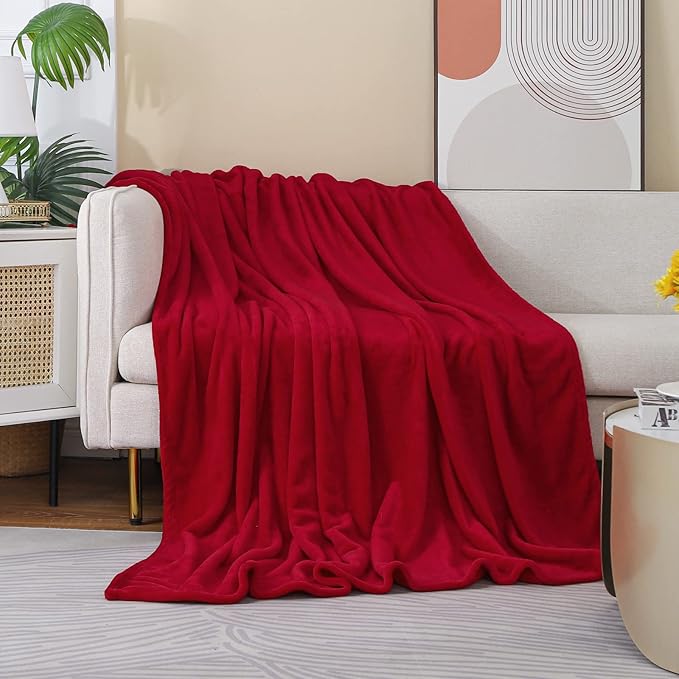 Red Fleece Plush Throw Blanket 60"x80"for Couch Sofa Fuzzy Cozy Flannel | Super by JIAHANNHA