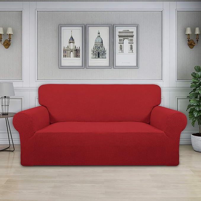 Easy-Going Stretch Oversized Loveseat Couch Covers Washable Christmas Red | - Image 2
