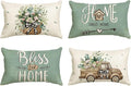 AVOIN colorlife Bless Our Home Farmhouse Eucalyptus Leaves Throw Pillow Covers by AVOINcolorlife