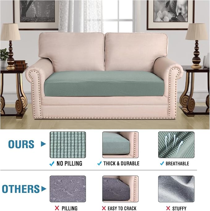 H.VERSAILTEX Super Stretch Individual Seat Cushion Covers Sofa Covers Couch - Image 2