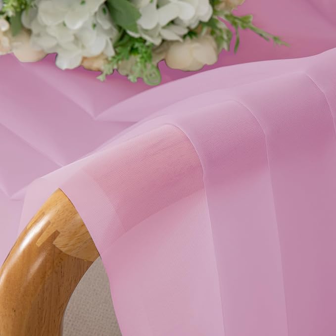 Light Pink Sheer Curtains 54 Inch Length 2 Panels, Voile Airy Drapes - Image 3