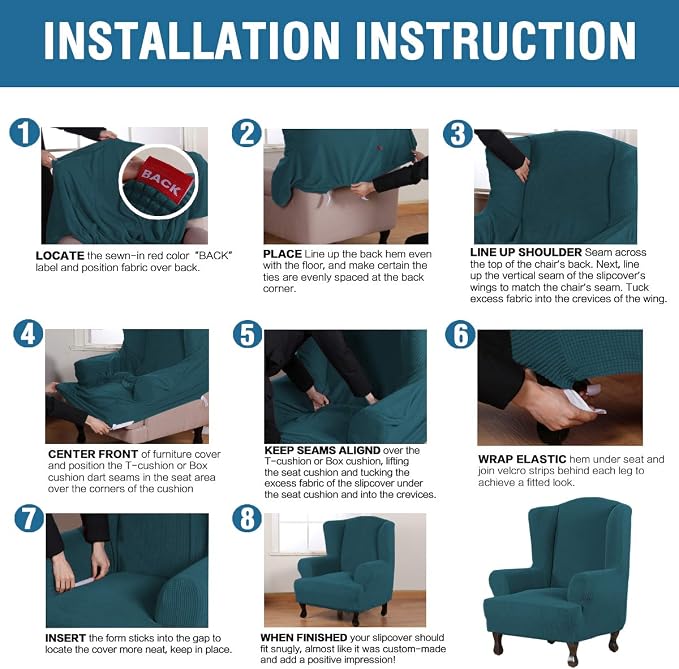 H.VERSAILTEX Wing Chair Slipcover Chair Covers - Image 6