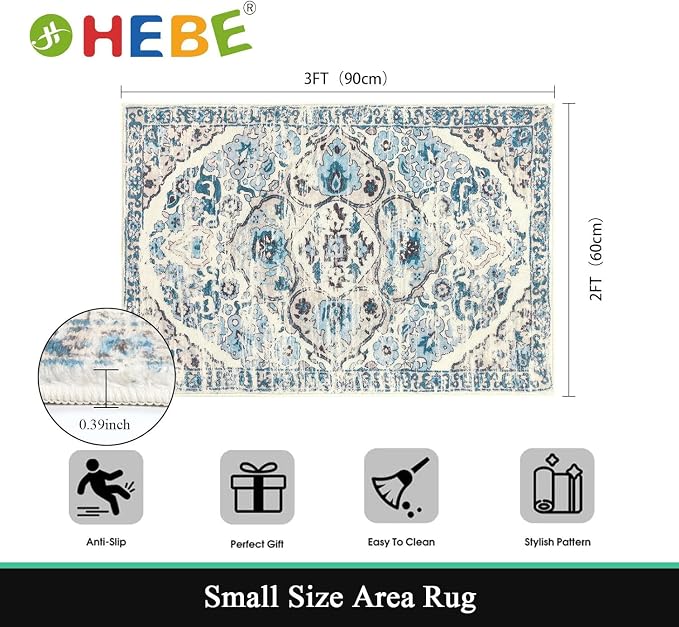 HEBE Indoor Door Mat 2'x3', Washable Welcome Mat - Image 2