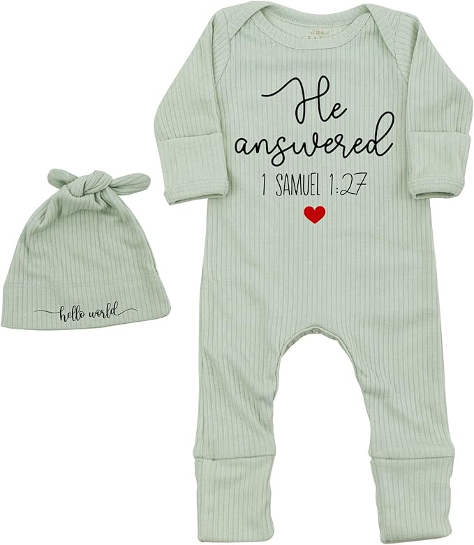 Little Answered Prayer Bodysuit Infant Romper Baby Announcement 0-3 Months Clothes Cute Religious Boys Girls Outfit