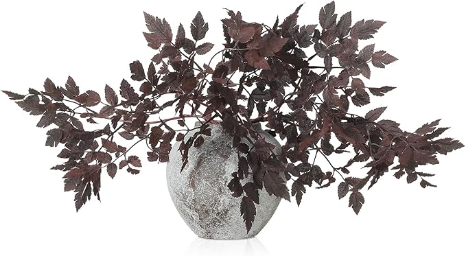 Lyrow 3 Pack Artificial Cimicifuga Plant Leaf Spray Faux Plum Cimicifuga Ramosa Leaf Branch Faux Fall Spray Silk Plants for Home Vase Wedding Garden Farmhouse Table Mantel Decor (18 Inches)