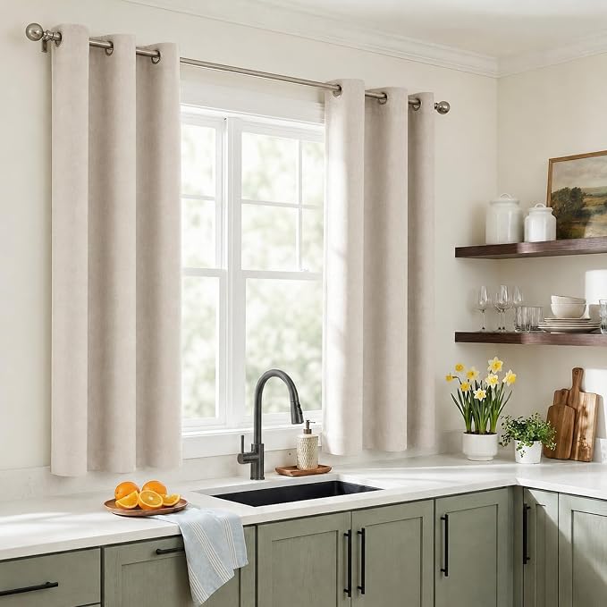 100% Blackout Linen Textured Short Small Curtains - Image 5