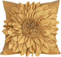 Gold Accent 3D Flower Decorative Throw Pillow Covers by BellasGifts