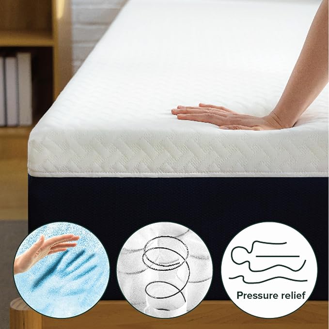 ZINUS 12 Inch Queen Cooling Comfort Hybrid Mattress [New Version], Fiberglass Free, Medium Firm Feel, Motion Isolation, Certified Safe Foams & Fabric