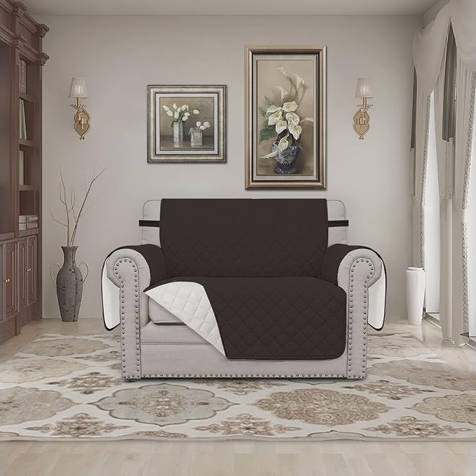 Easy-Going Reversible Couch Cover, Oversized Chair, Chocolate/Ivory | Machine - Image 2