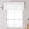 Sheer White Valances for Windows 18 Inch Length 2 Pcs, Cafe Kitchen Curtains by Lecloud