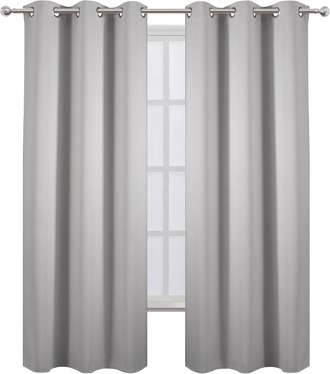 Blackout Curtains 42 x 84 inch/Light Grey Curtains Set of 2 Panels/Thermal - Image 2