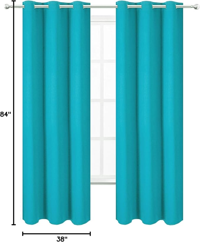 Teal Thermal Blackout Curtains/38 x 84 Inch/Set of 2 Panels Room Darkening - Image 10