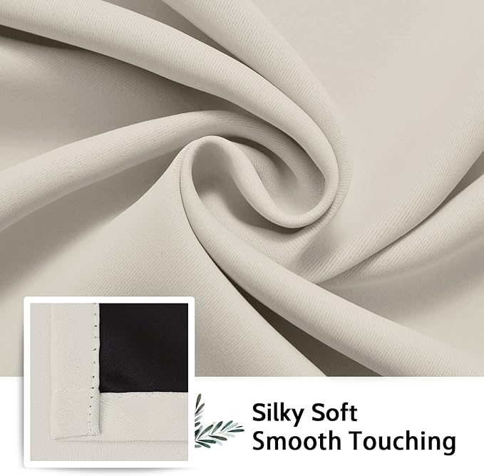 SimpleHome Cream 100% Blackout Curtains Room Darkening Living Room 84 Inch | - Image 7